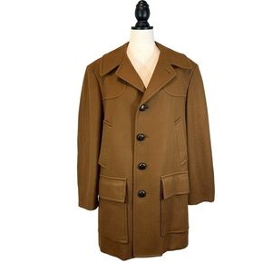 Mens Pendleton Camel Brown Wool Trench Coat Short Length Size M NO TAG Coats32